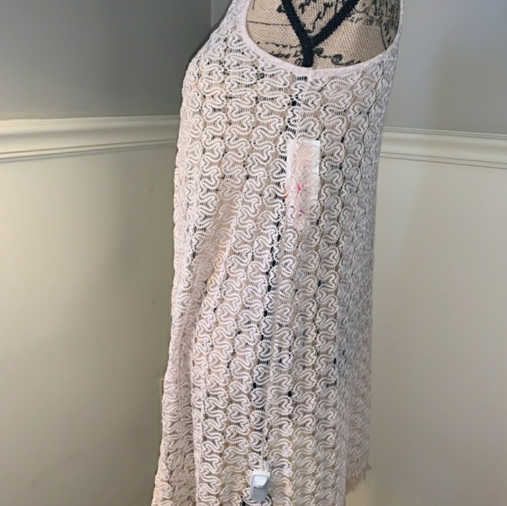 Wallflower knit lace detail, fringe bottom navy long vest shrug, shawl - Picture 6 of 6